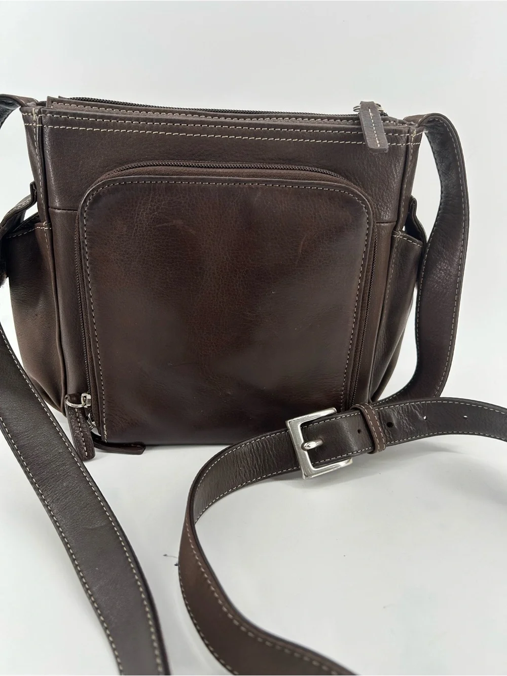 Fossil Travelers Built In Wallet Chocolate Brown Leather  Crossbody Everyday
